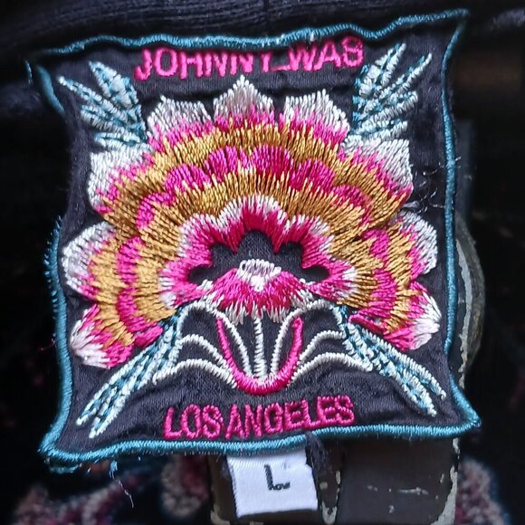 'Delphine' Draped Cardigan Black Cardigan Vibrant Floral Floral Embroidery SzL - Picture 2 of 12